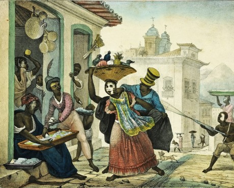 Escrava vende limões-de-cheiro em seu tabuleiro, Debret, 1823